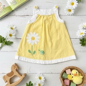 Gymboree Yellow and White Dress with Floral and Turtle Design
